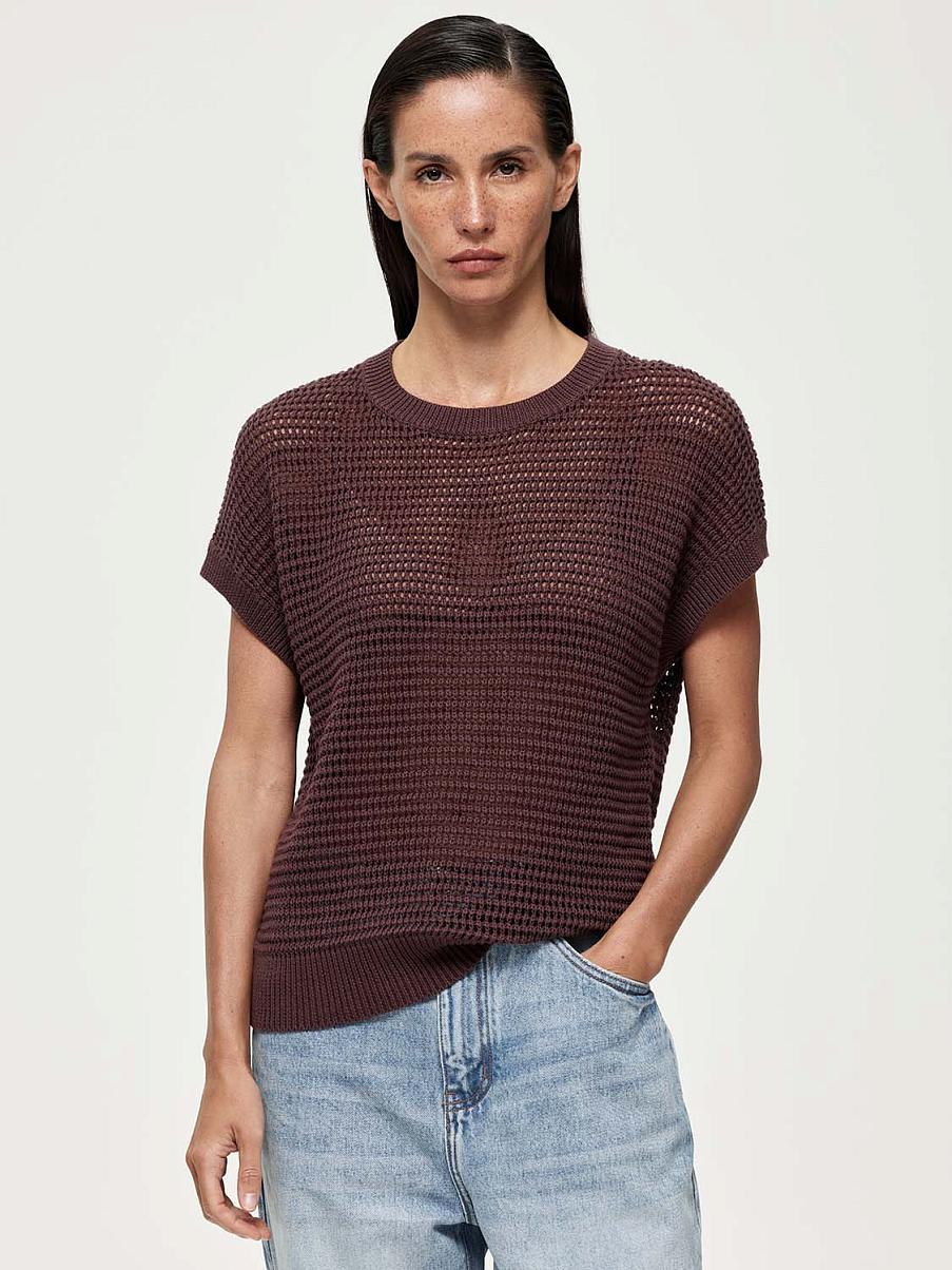 Вязаная блуза из хлопка и льна