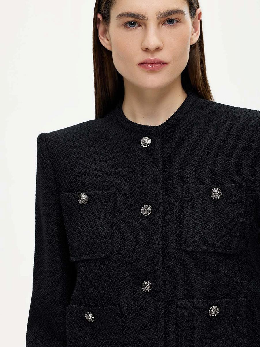 Твидовый жакет прямого кроя