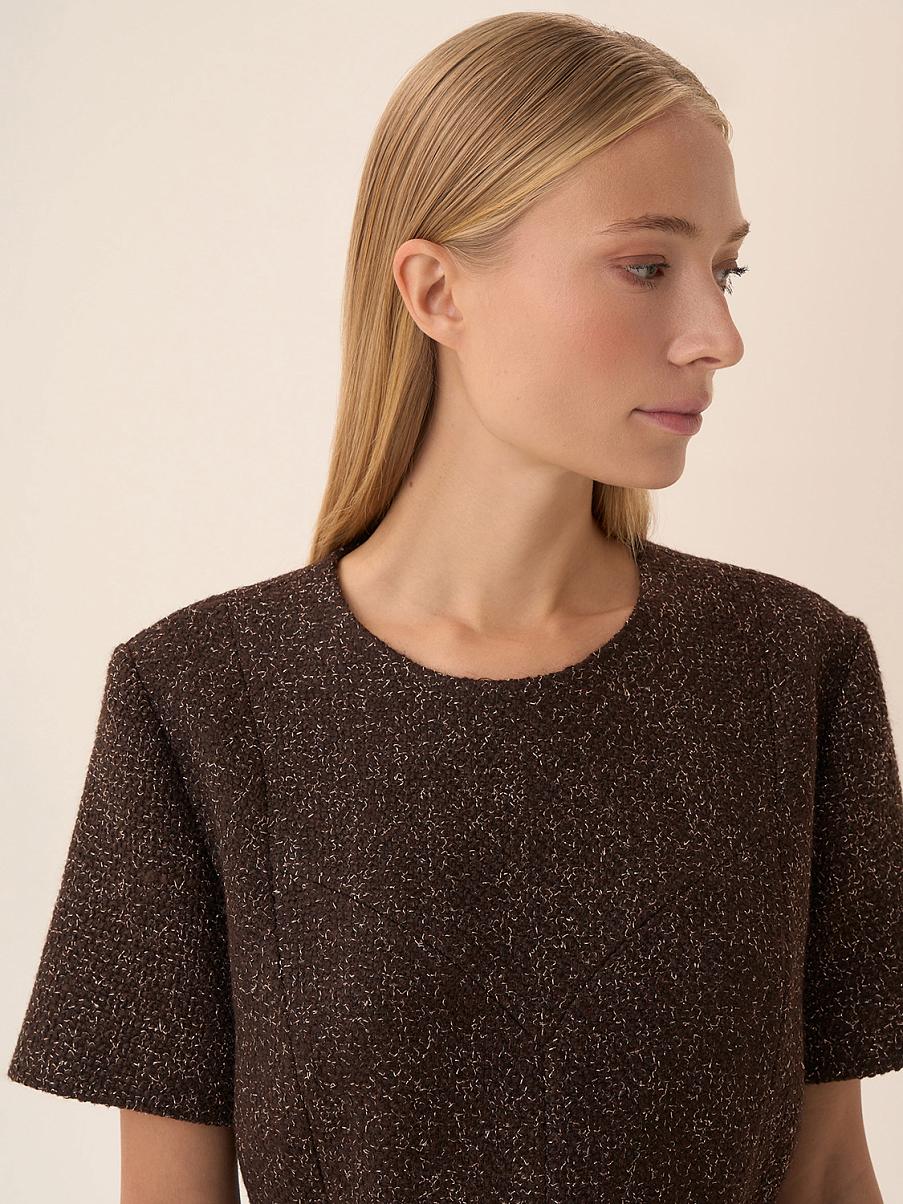 Платье с коротким рукавом из ткани букле