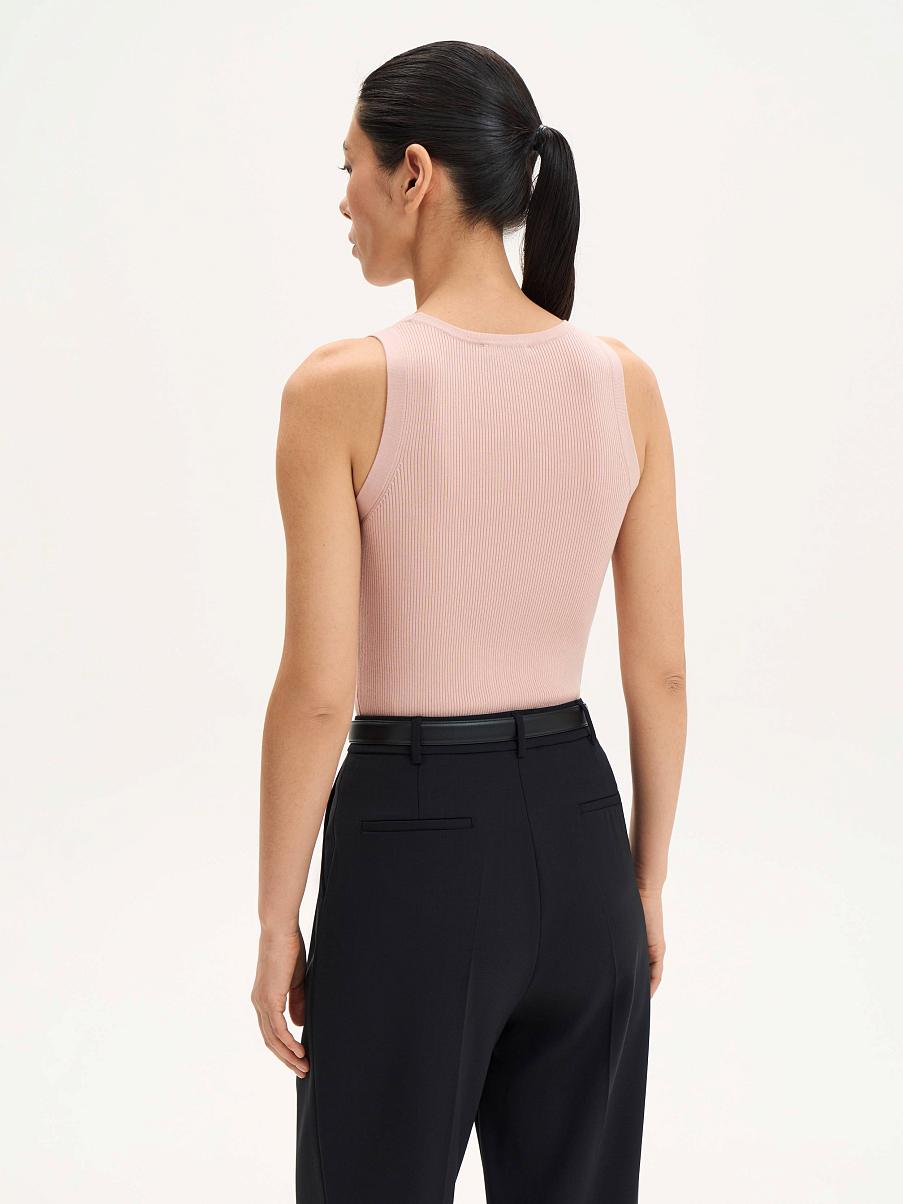 Топ в рубчик с шелком