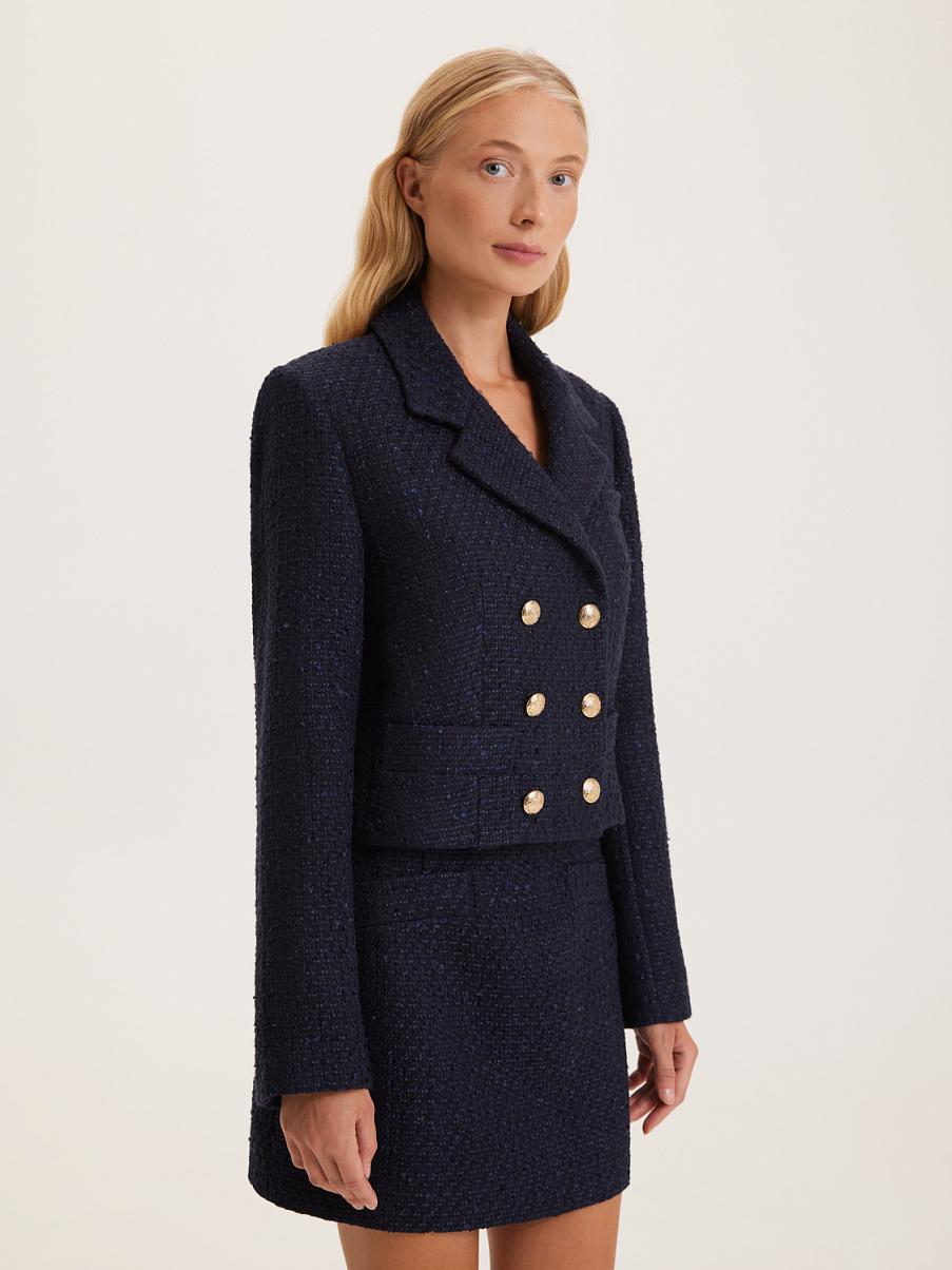 Твидовый двубортный жакет