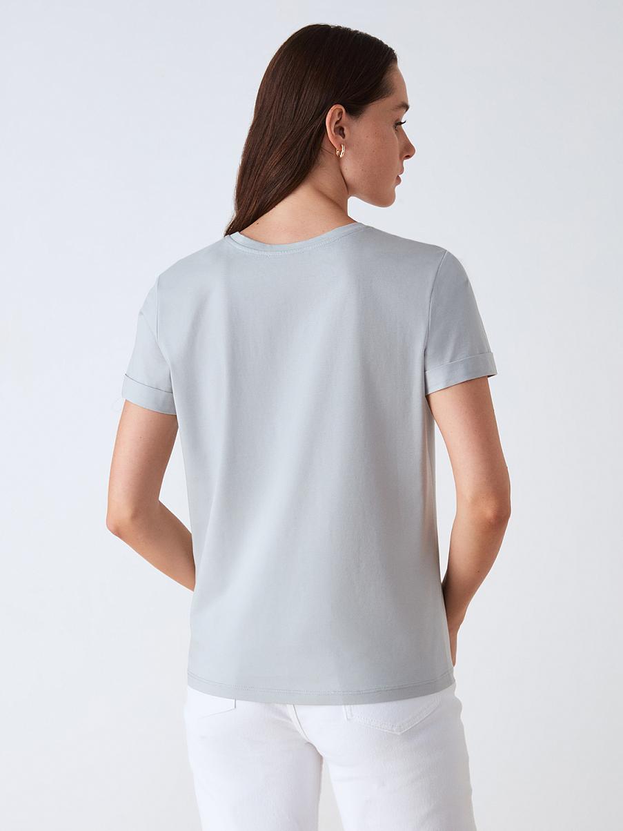 Хлопковая футболка полуприталенного кроя с принтом