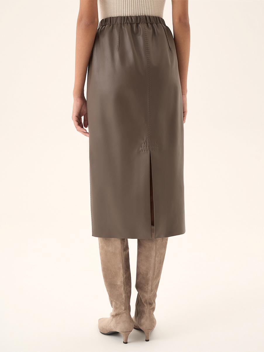 Юбка миди из натуральной кожи
