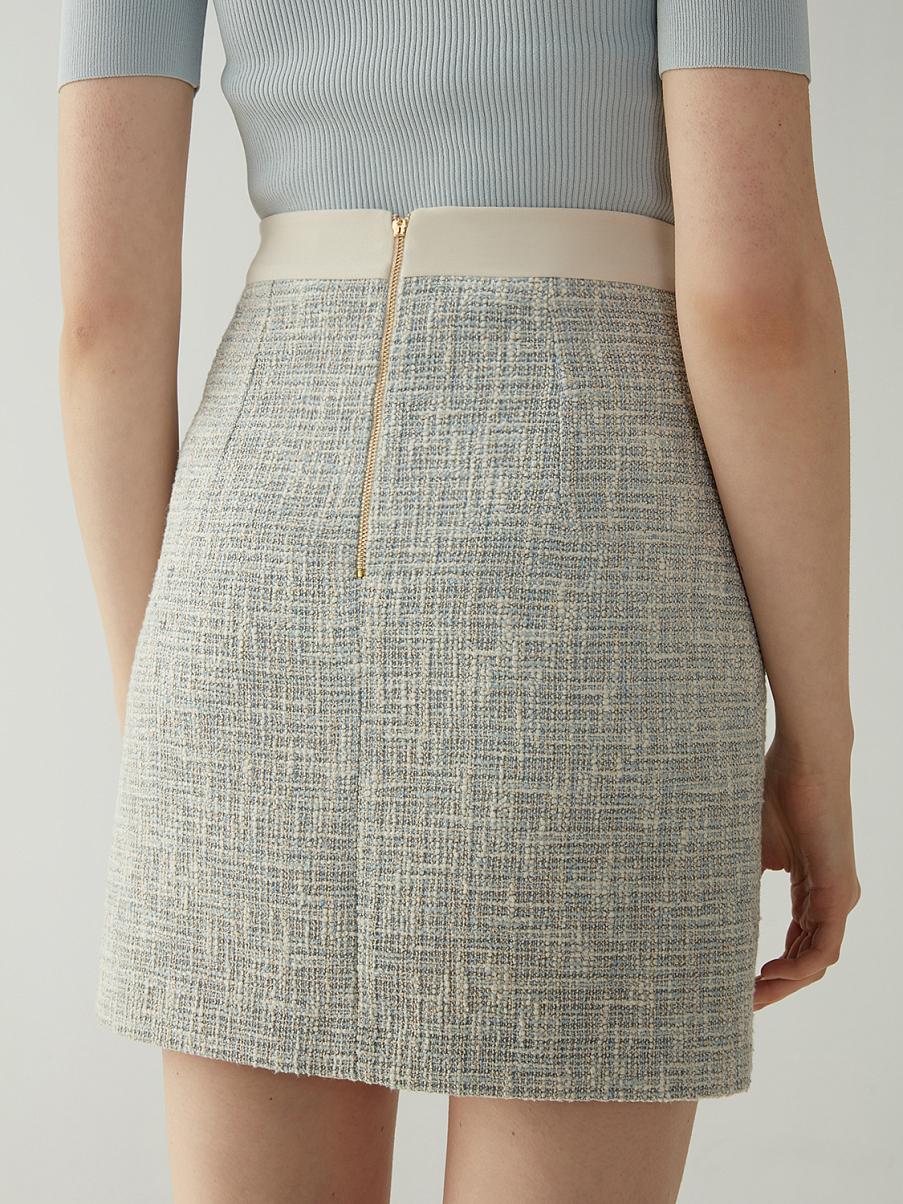 Твидовая юбка мини с декоративными карманами