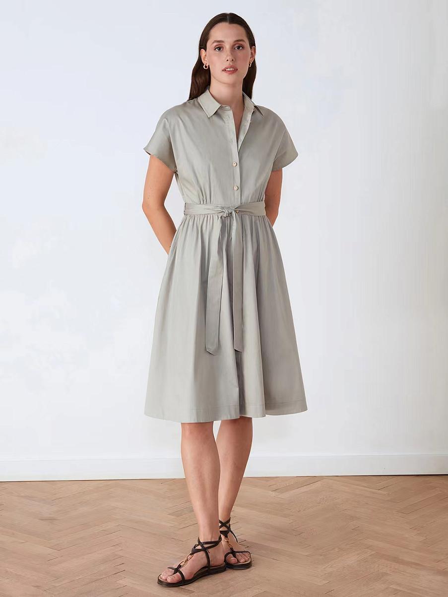 Хлопковое платье-рубашка с коротким рукавом