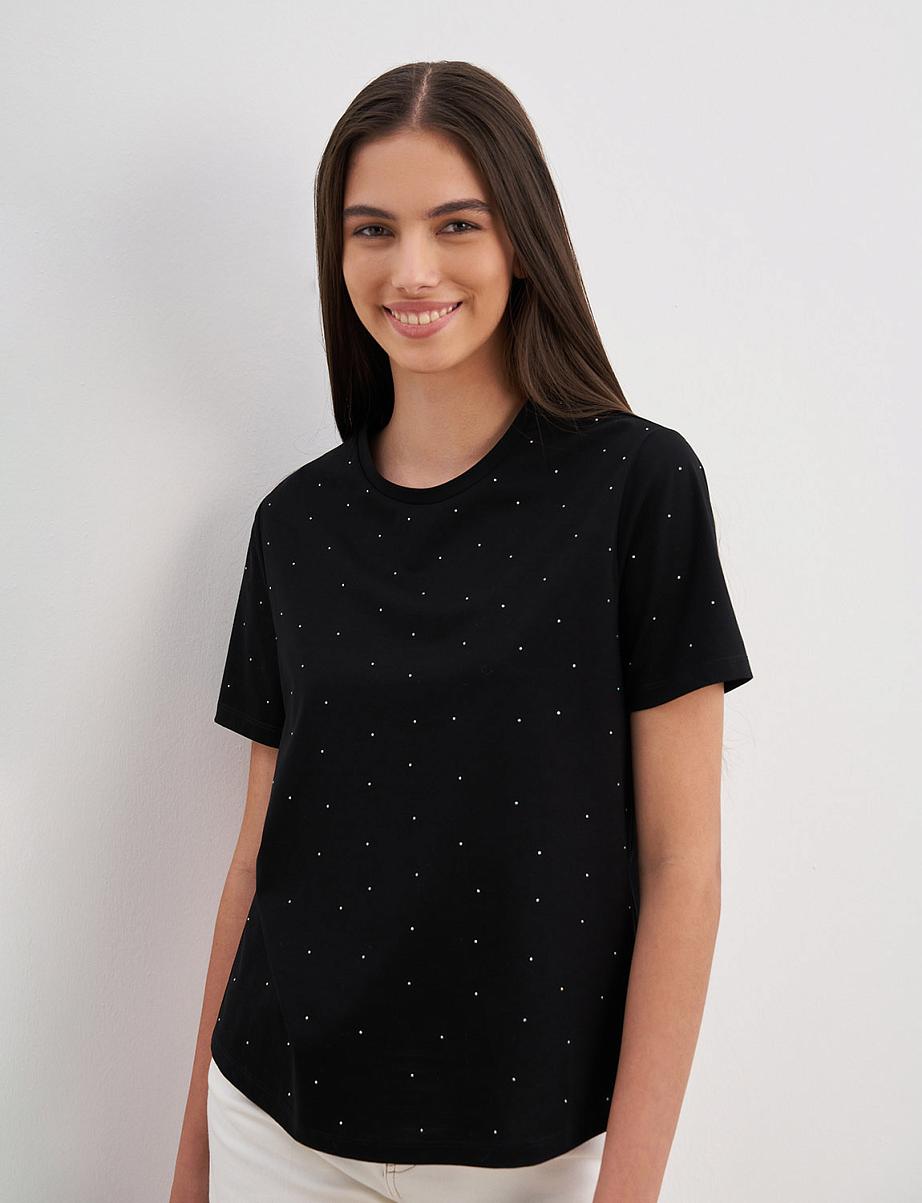Футболка оверсайз из хлопка со стразами