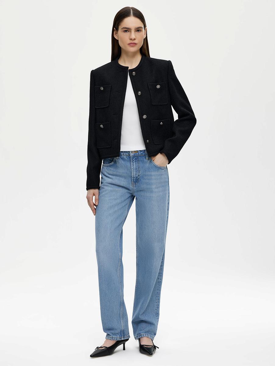 Твидовый жакет прямого кроя