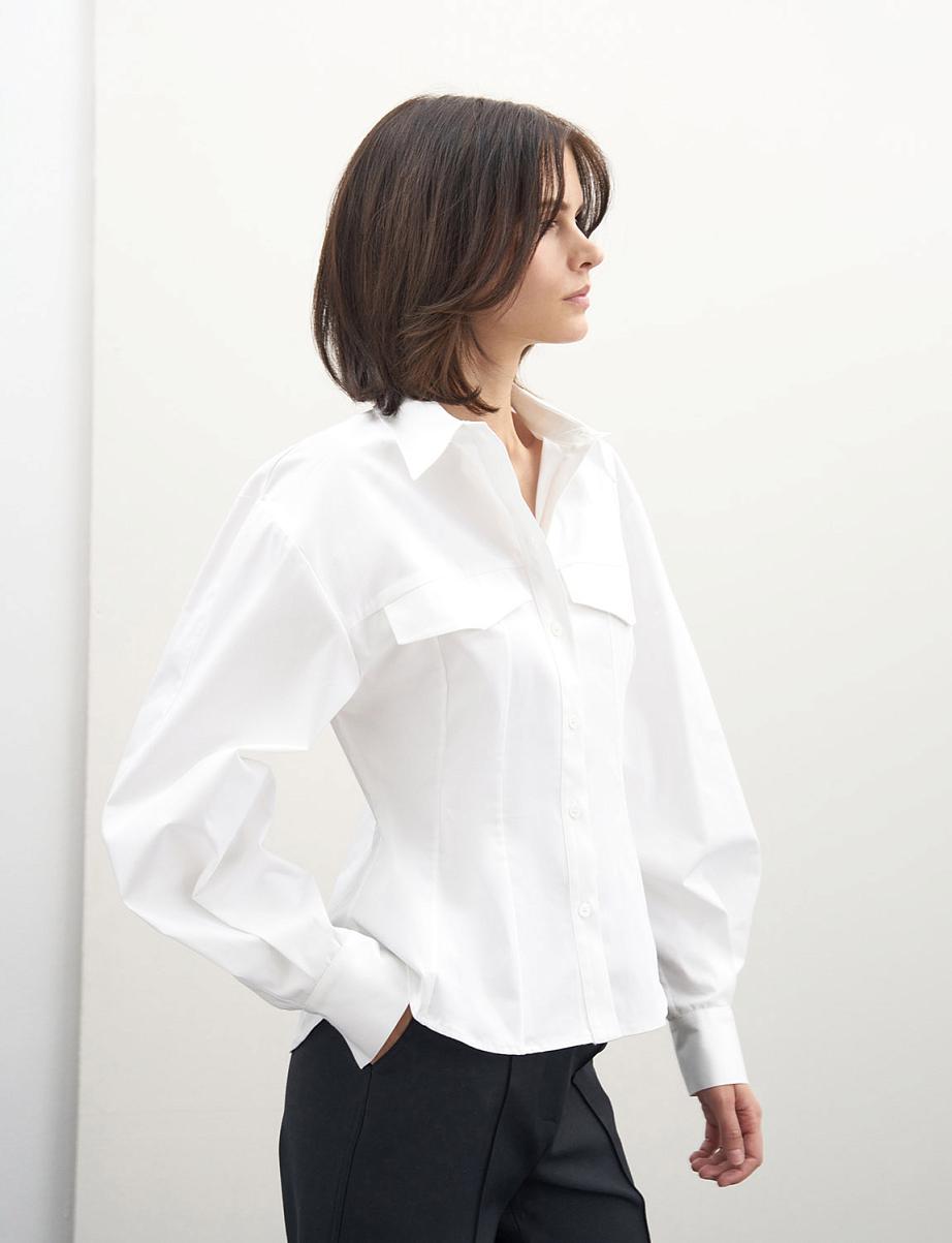 Хлопковая рубашка с объемными рукавами