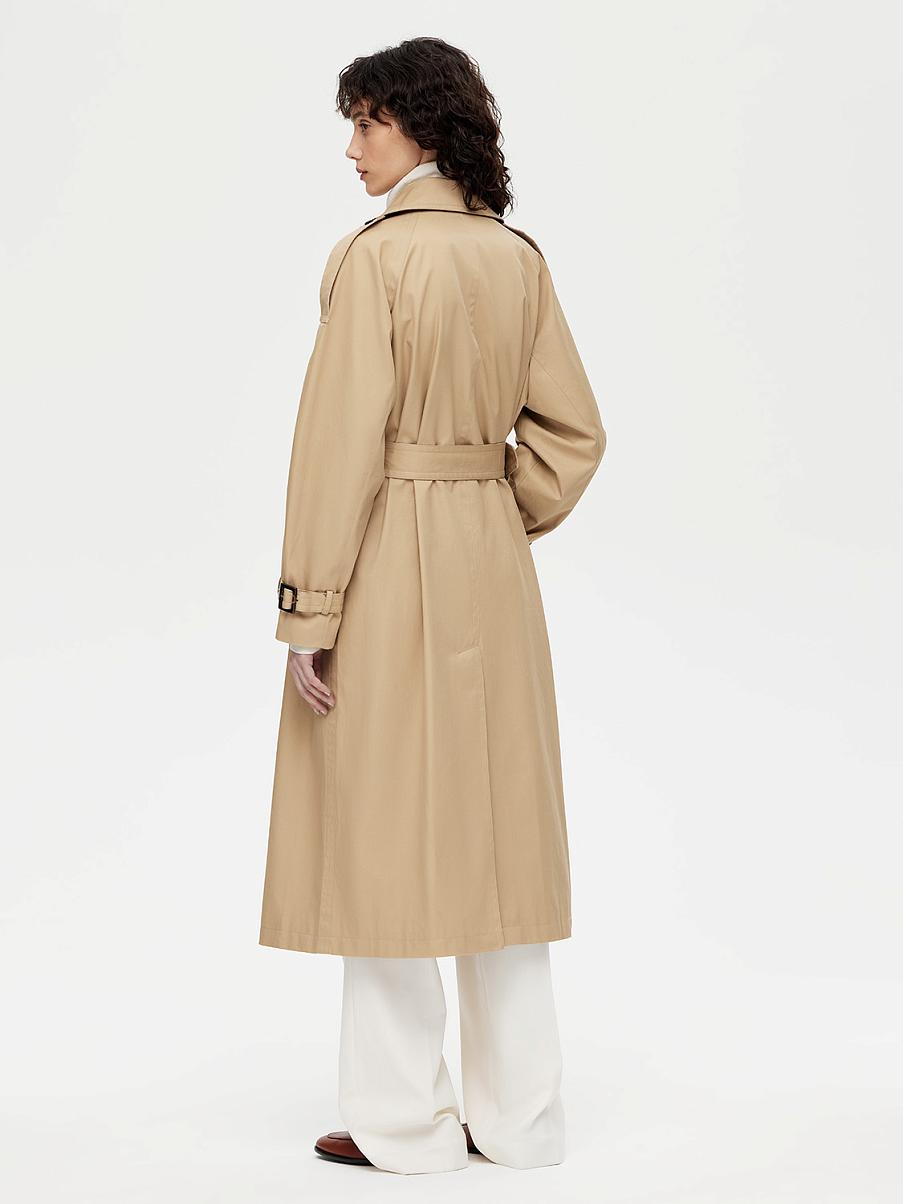 Хлопковый двубортный тренч с поясом