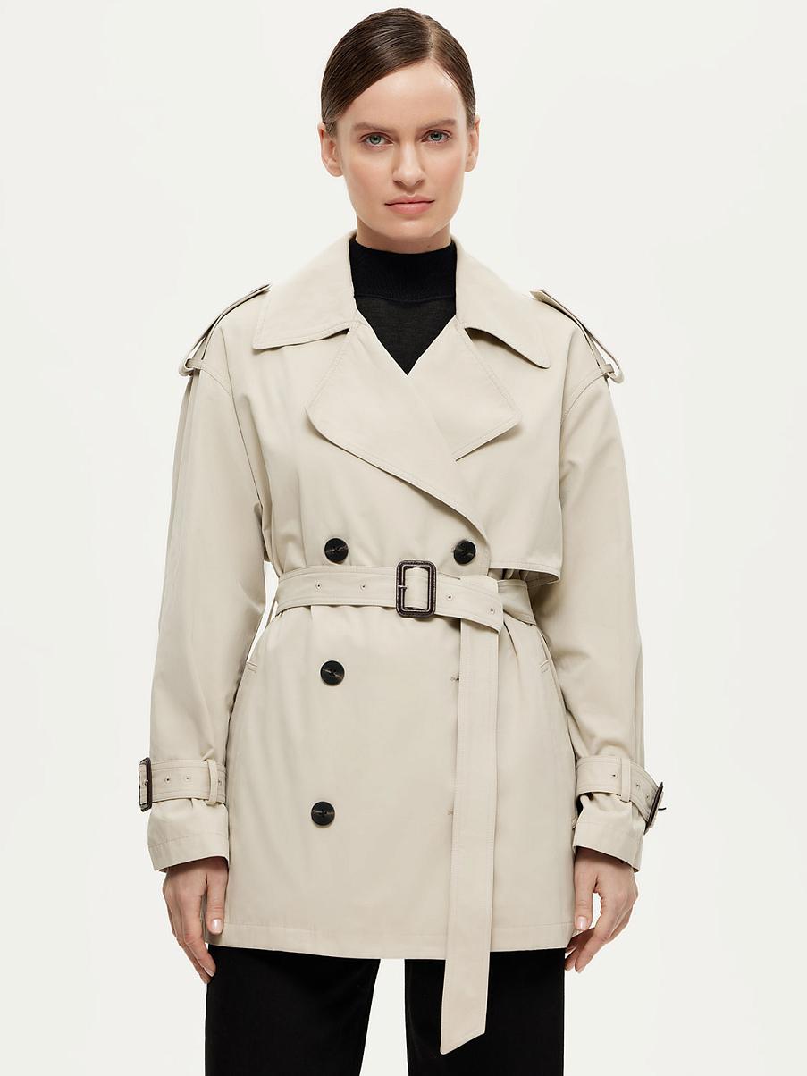 Укороченный хлопковый тренч с поясом