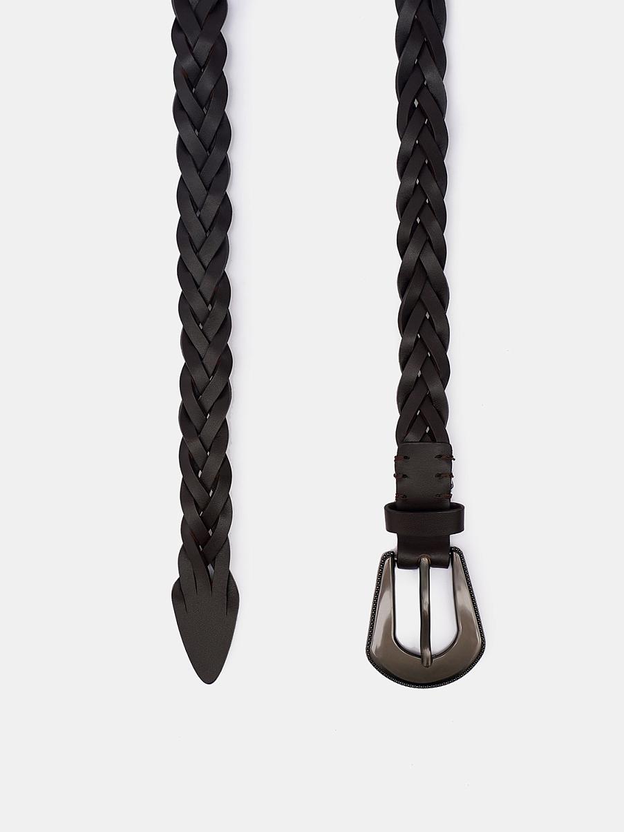 Плетеный ремень из натуральной кожи