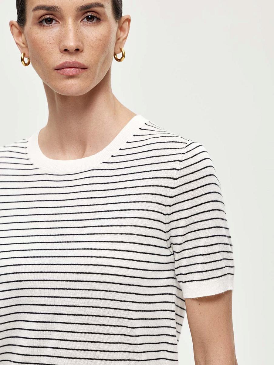 Футболка в полоску с шерстью мериноса и шелком
