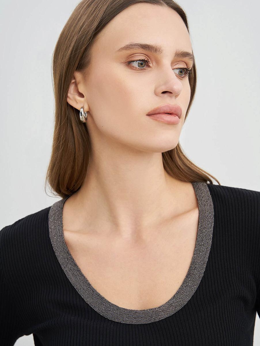 Блуза с округлым воротом с шелком