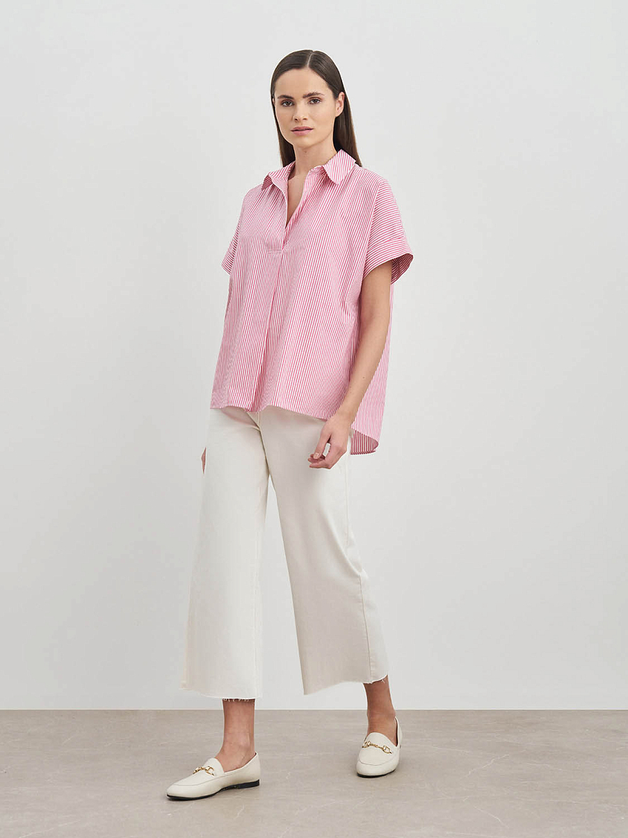 Хлопковая рубашка оверсайз в полоску