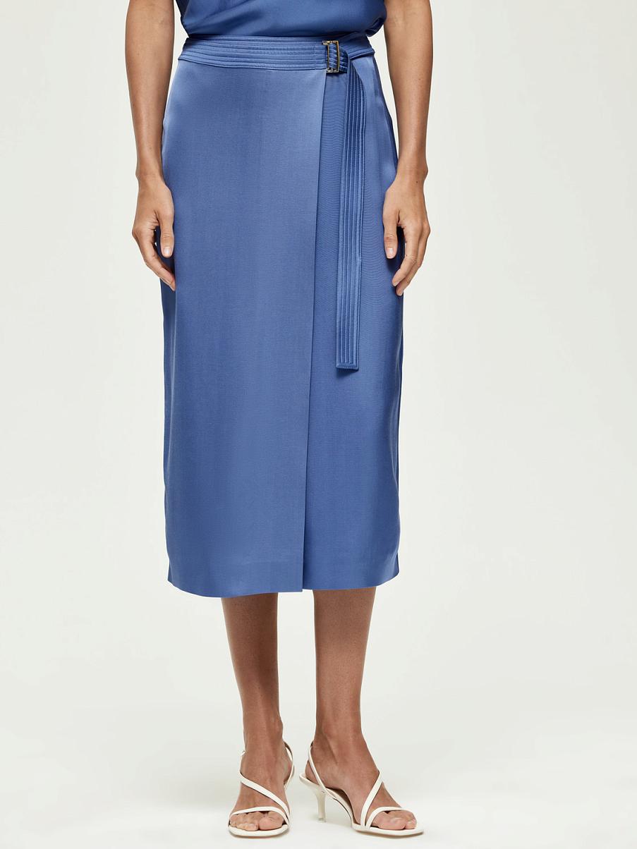 Атласная юбка миди на запах