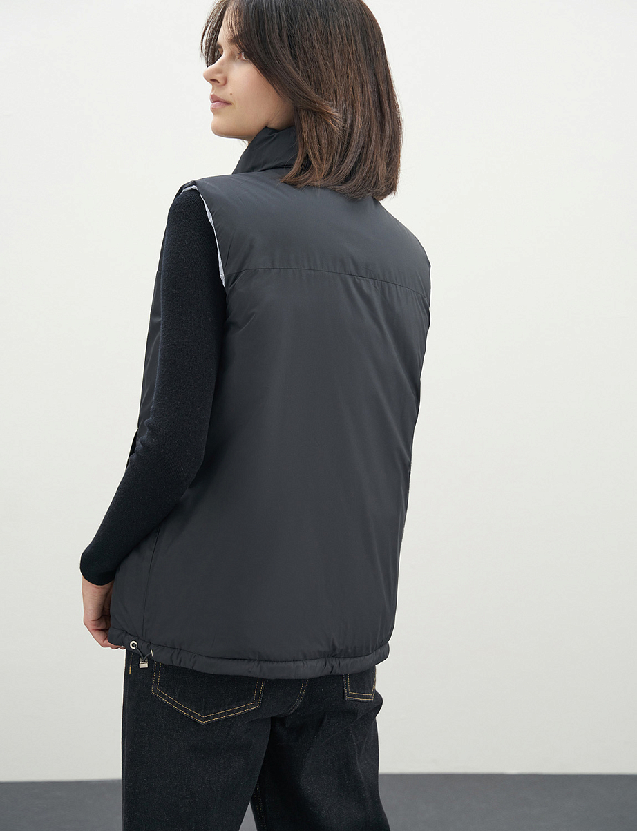 Двусторонняя жилетка с пухом и пером утки