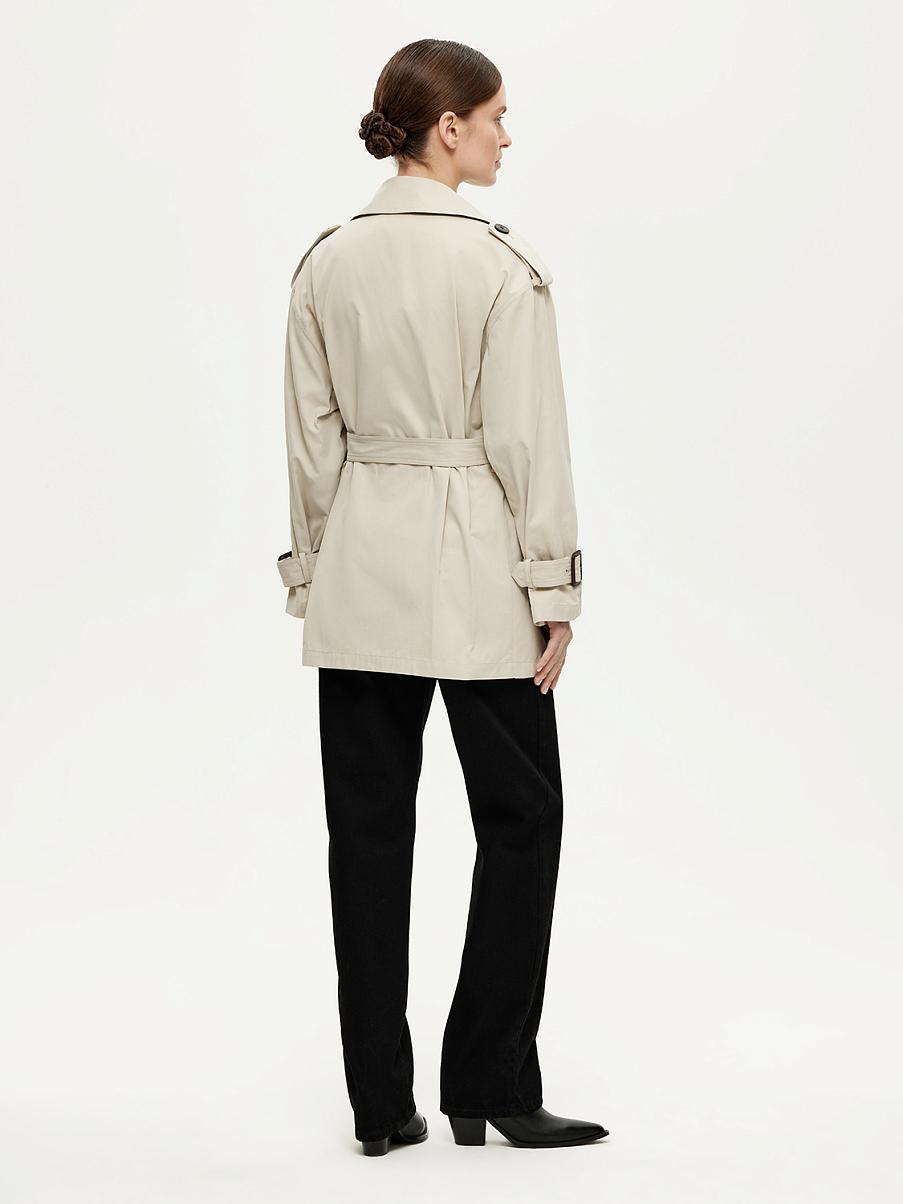 Укороченный хлопковый тренч с поясом