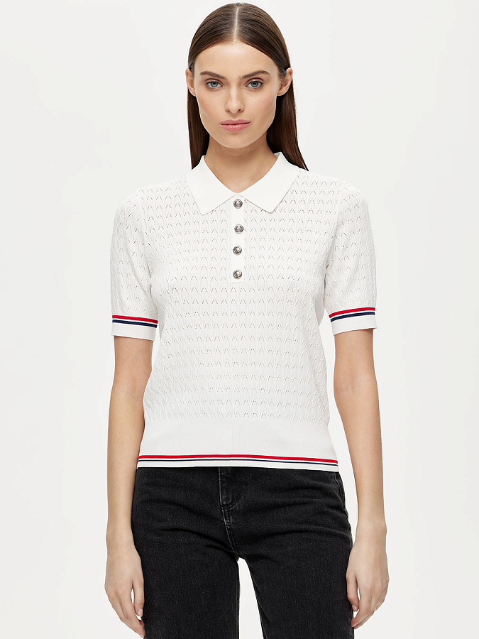 LSSM-070034 Трикотажная блуза (белый, S)