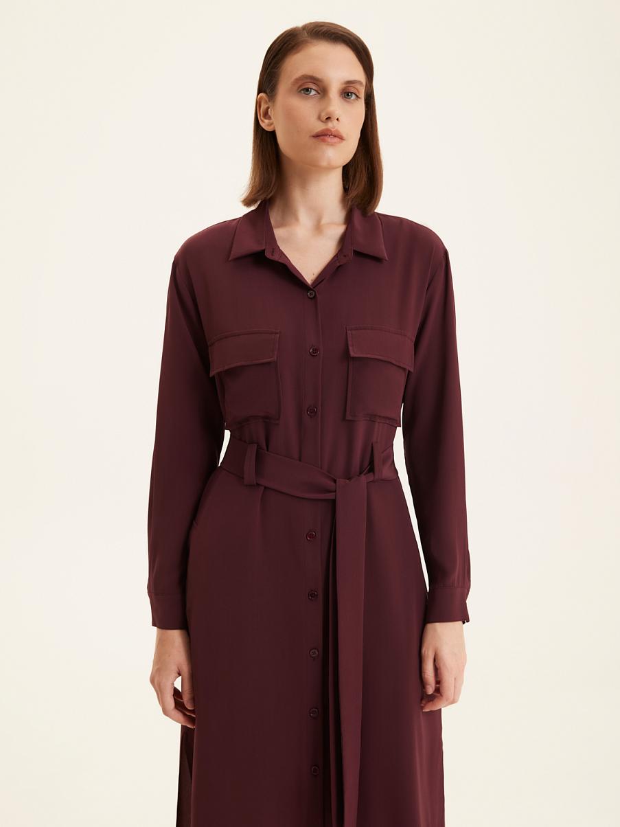 Шелковое платье рубашечного кроя