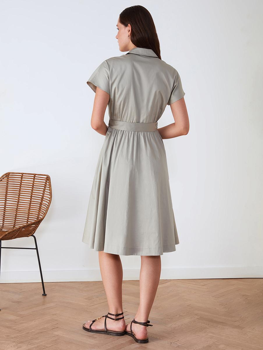 Хлопковое платье-рубашка с коротким рукавом