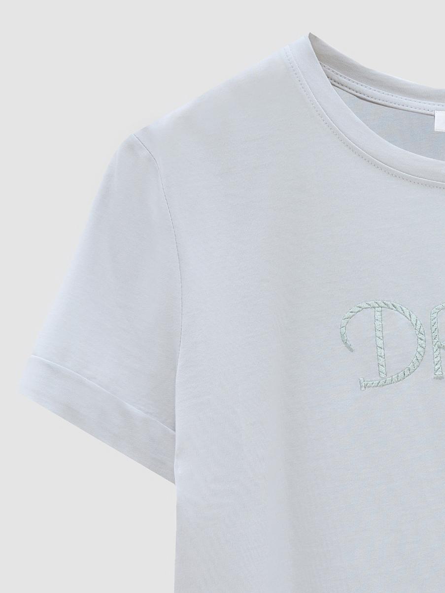 Хлопковая футболка полуприталенного кроя с принтом