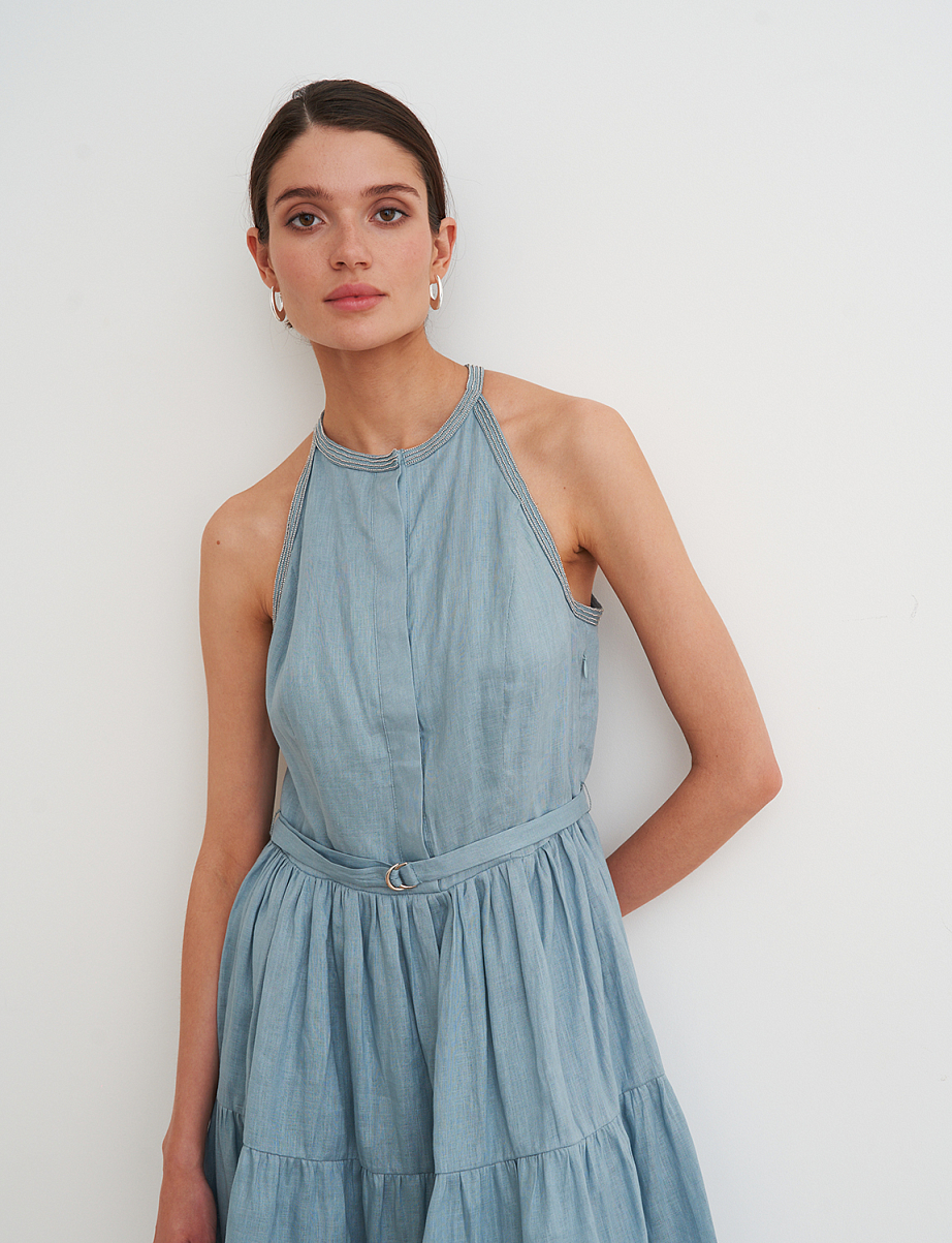 Платье мини изо льна