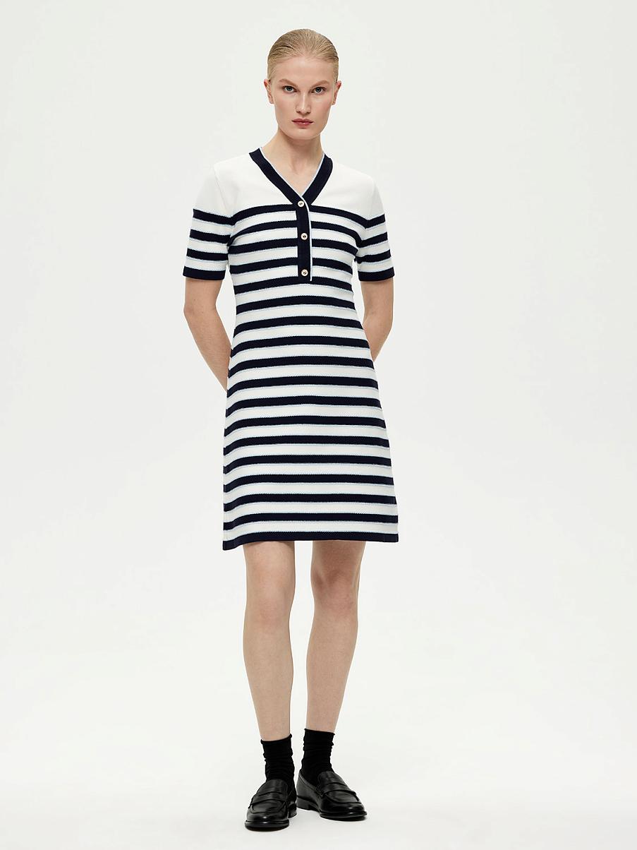 Трикотажное платье мини в полоску