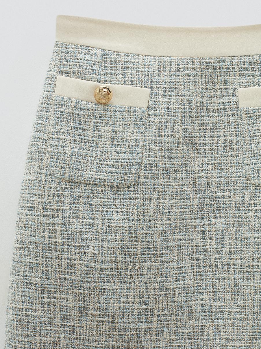 Твидовая юбка мини с декоративными карманами