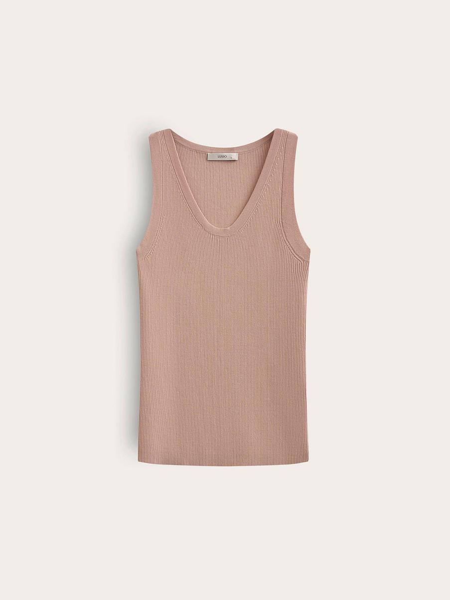 Топ в рубчик с шелком