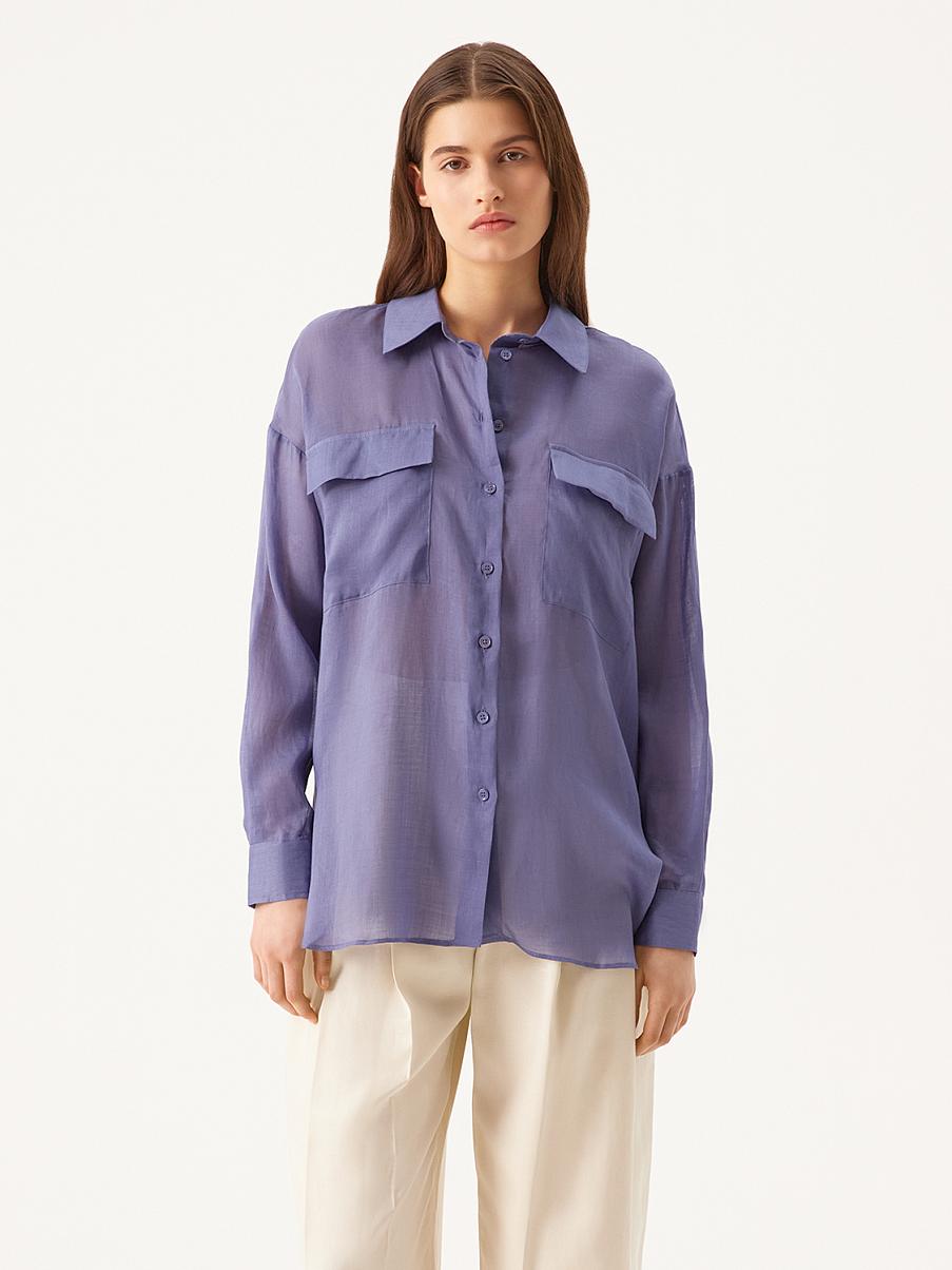 Рубашка из рами льна с карманами
