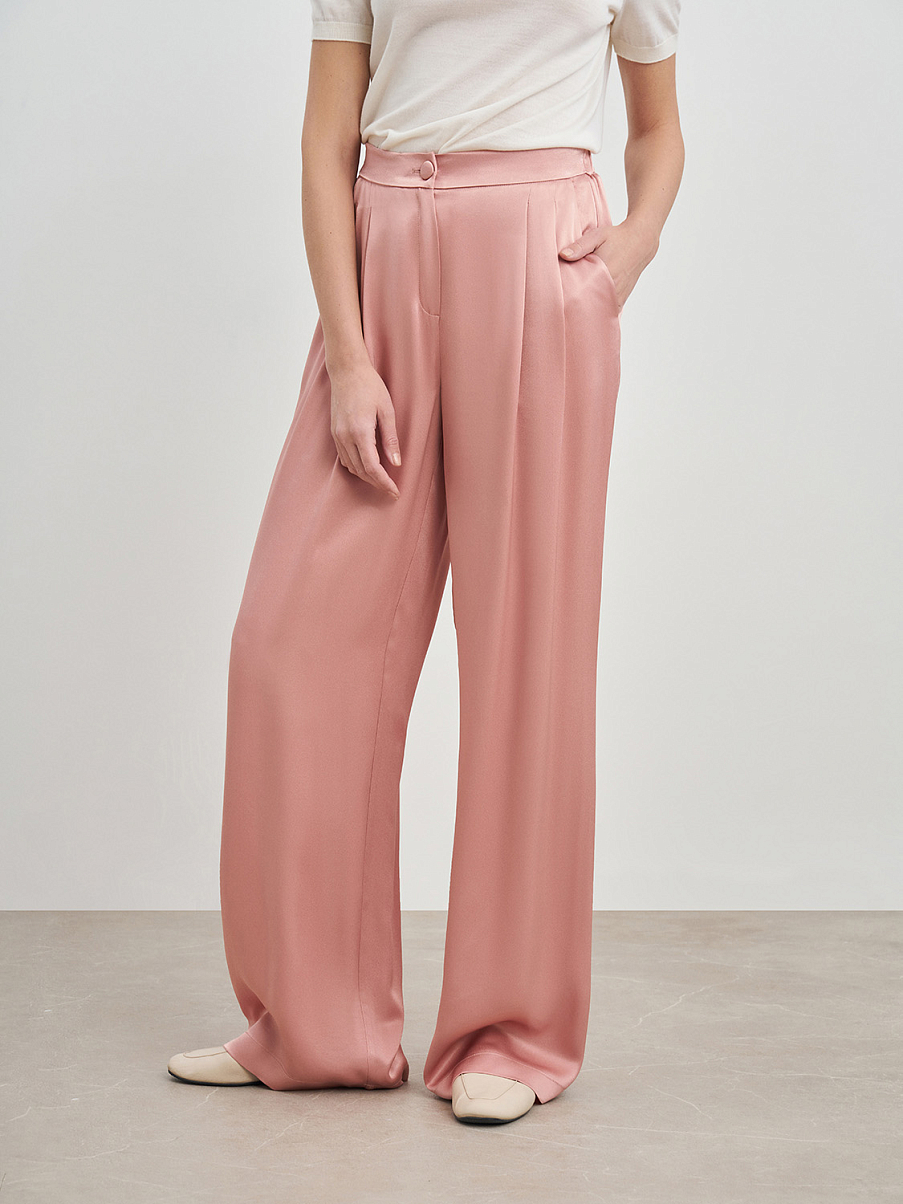 Атласные брюки-палаццо