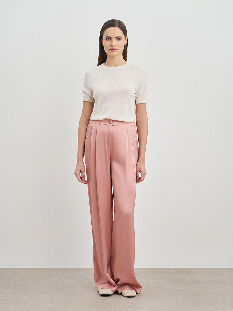 Атласные брюки-палаццо