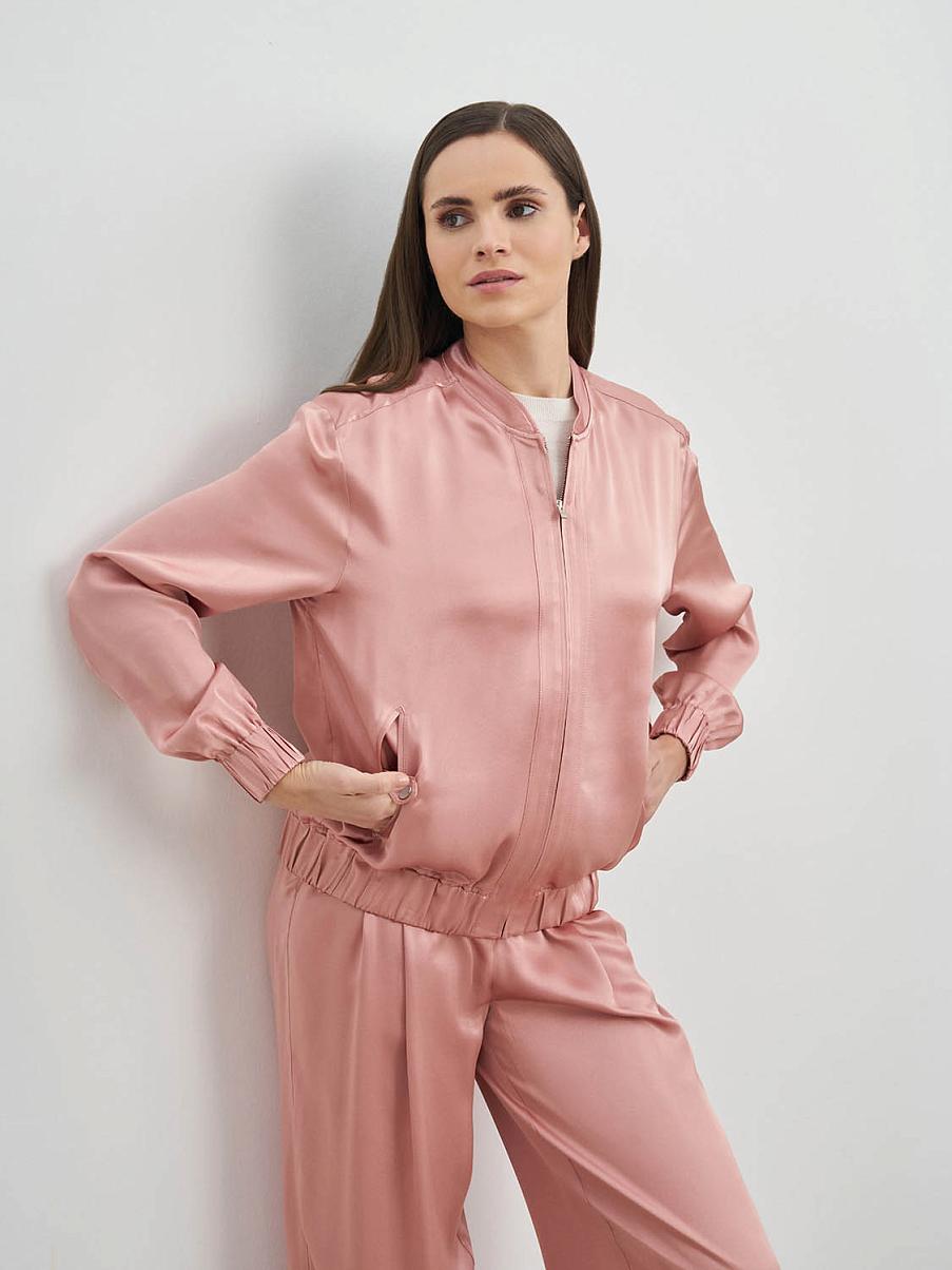 Атласный бомбер на молнии