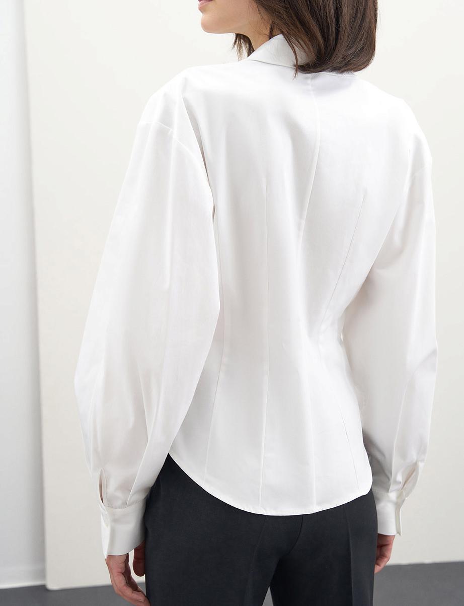 Хлопковая рубашка с объемными рукавами