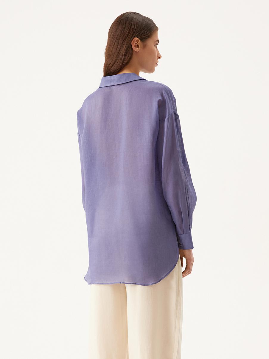 Рубашка из рами льна с карманами