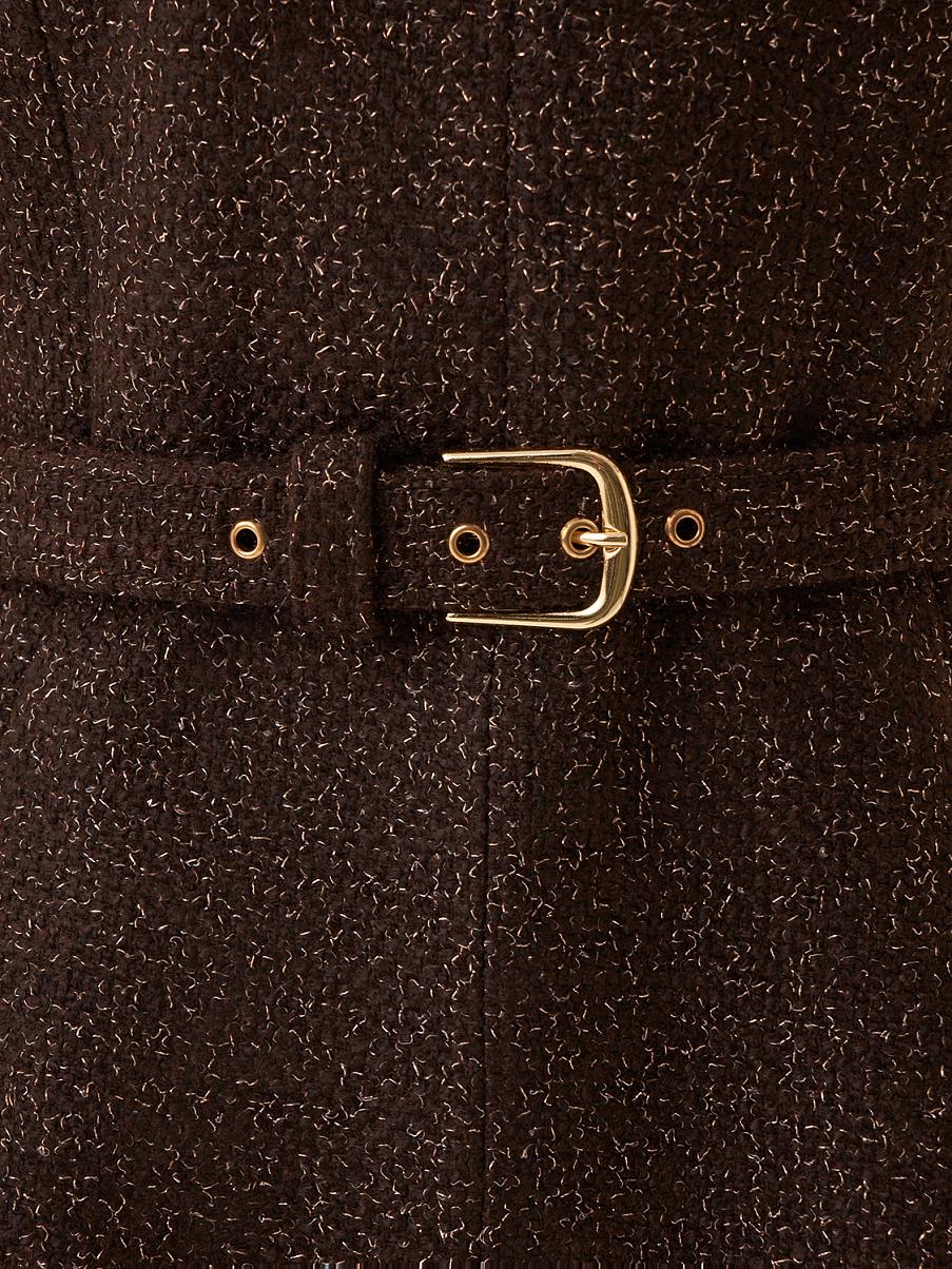 Платье с коротким рукавом из ткани букле