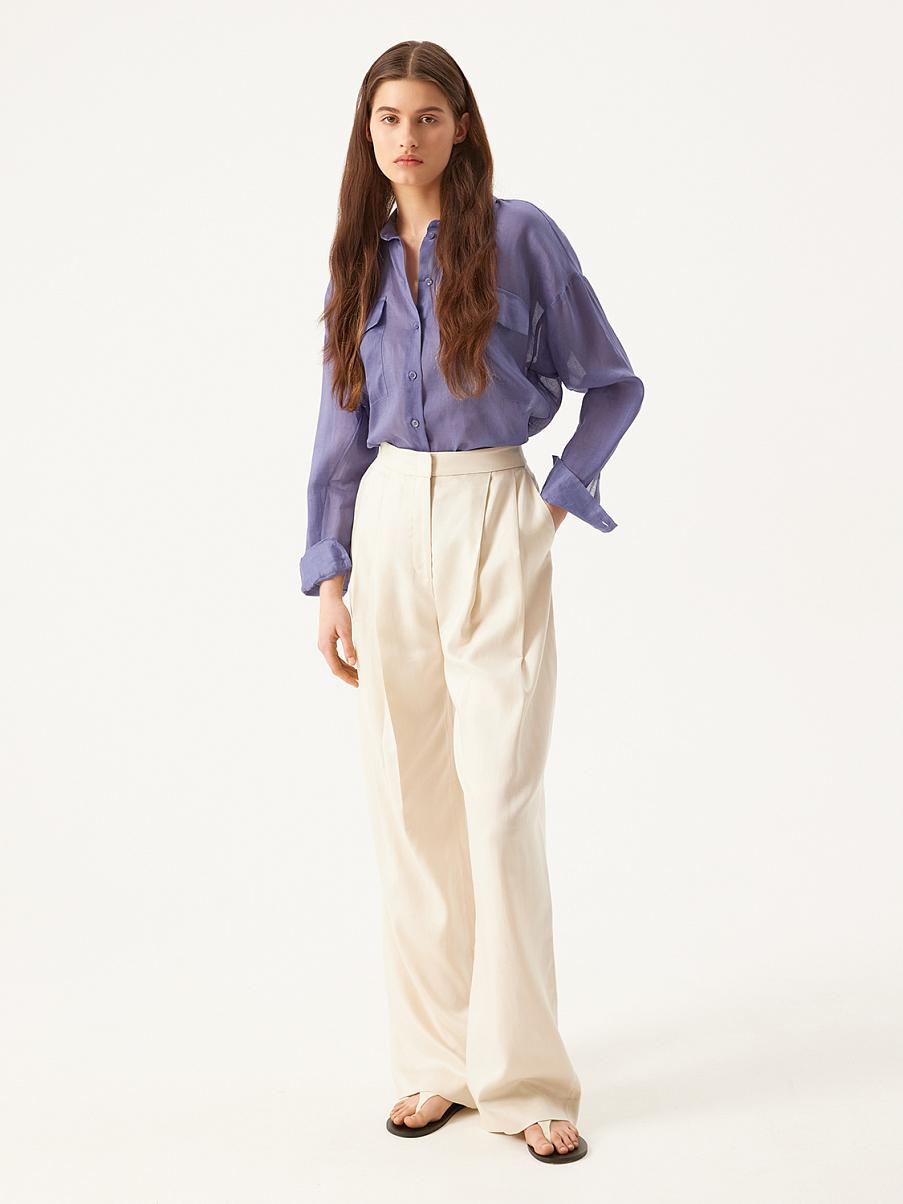 Рубашка из рами льна с карманами