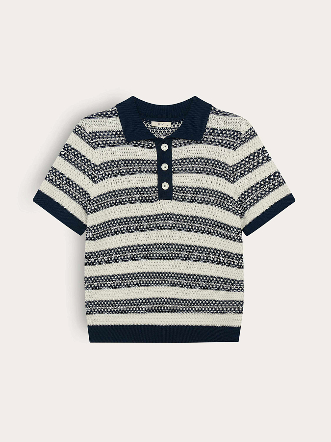 LSSL-072060 Блузка трикотажная (бело-синий, L)