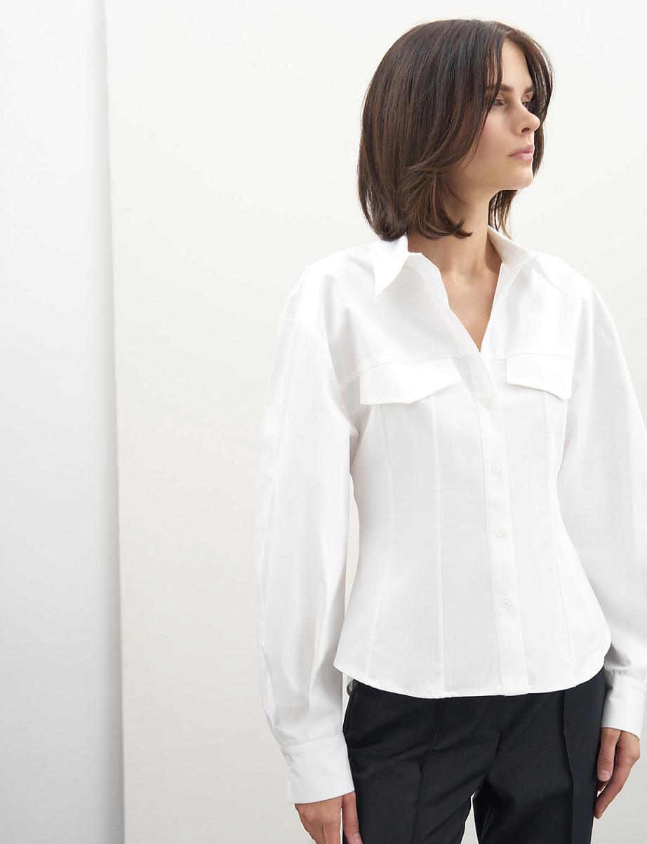 Хлопковая рубашка с объемными рукавами
