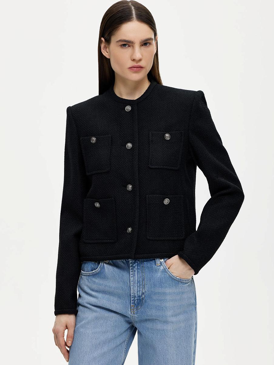 Твидовый жакет прямого кроя
