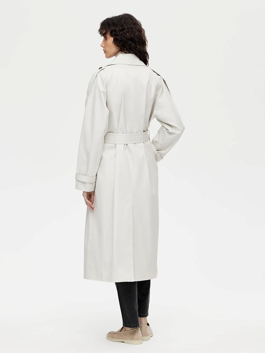Хлопковый двубортный тренч с поясом