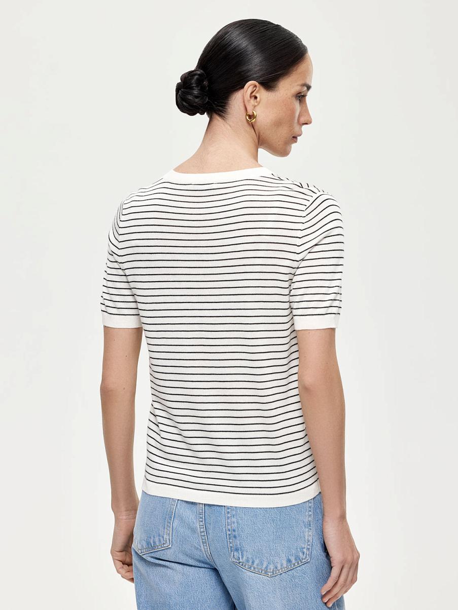 Футболка в полоску с шерстью мериноса и шелком