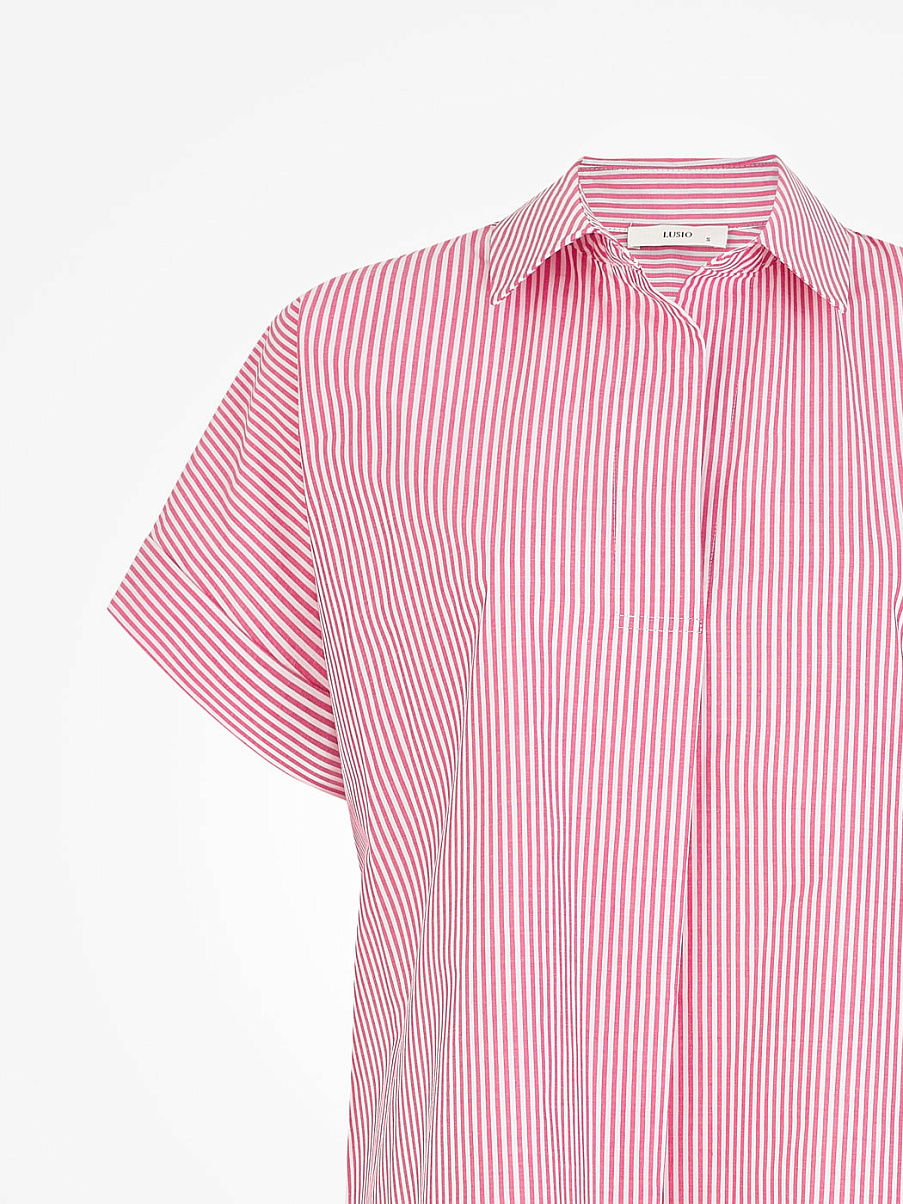Хлопковая рубашка оверсайз в полоску