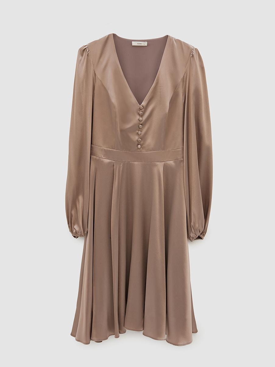 Шелковое платье мини с длинными рукавами