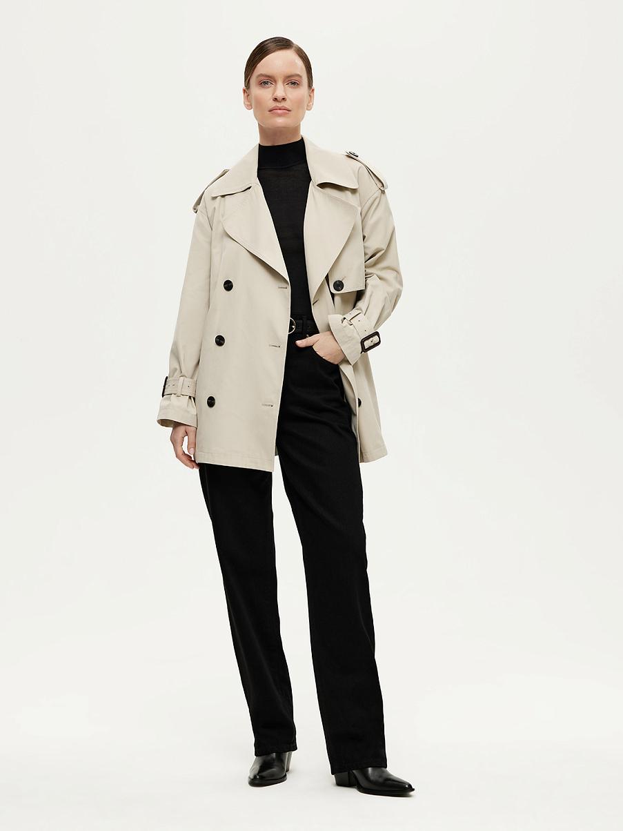 Укороченный хлопковый тренч с поясом