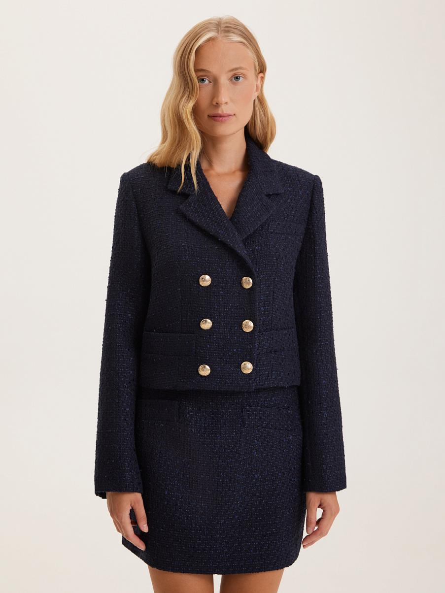 Твидовый двубортный жакет