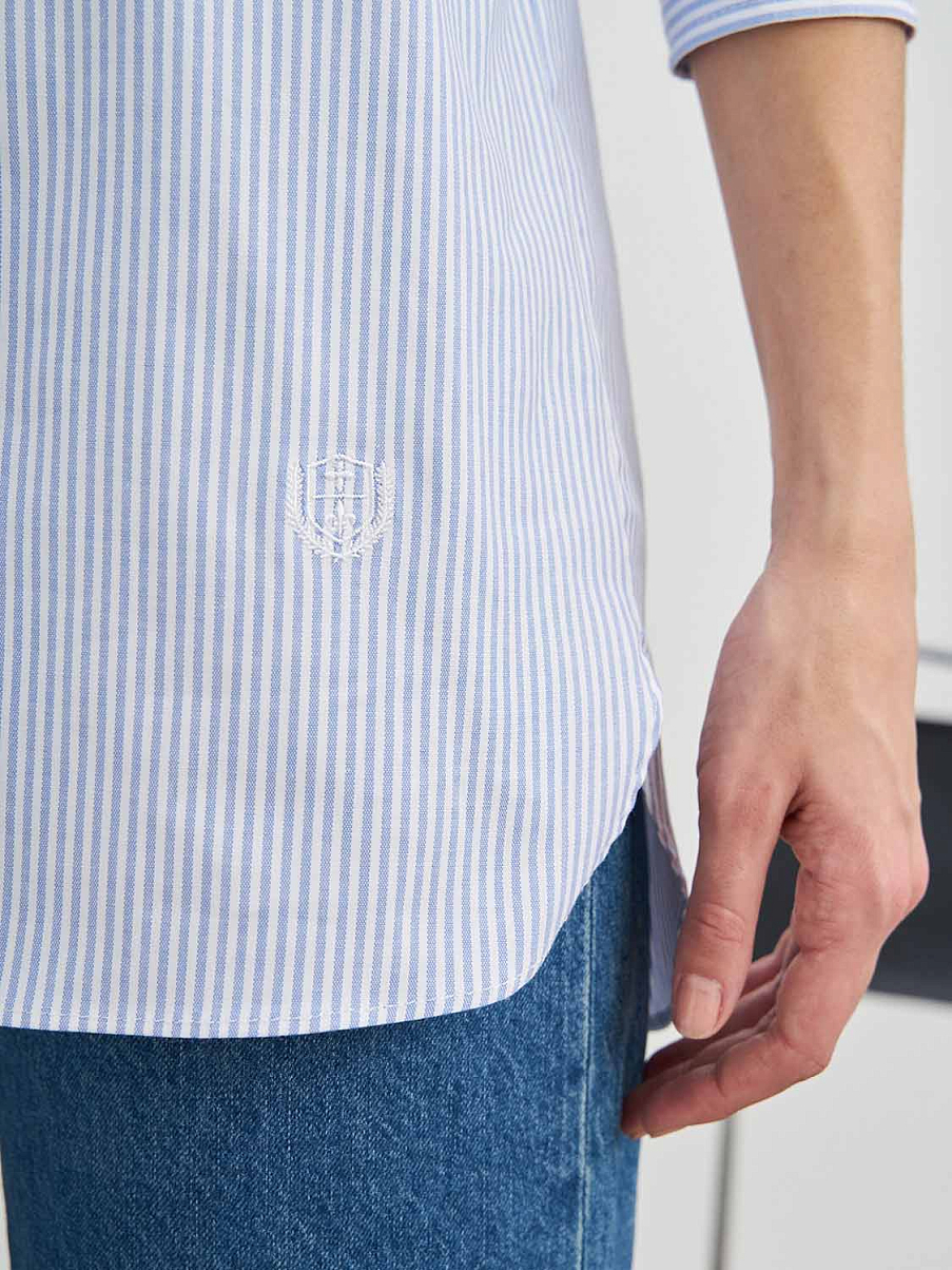 Асимметричная рубашка оверсайз из хлопка в полоску