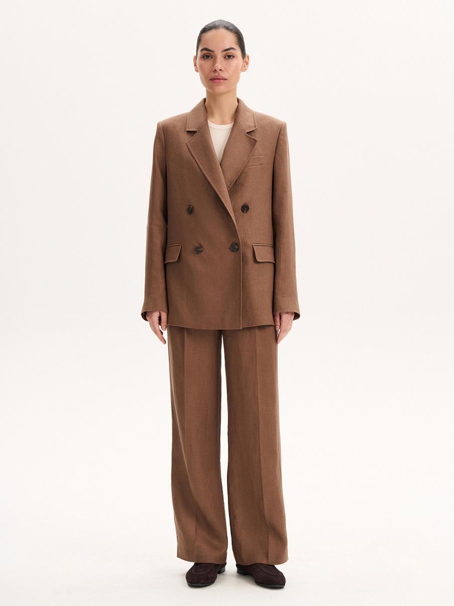 Брюки льняные с защипами