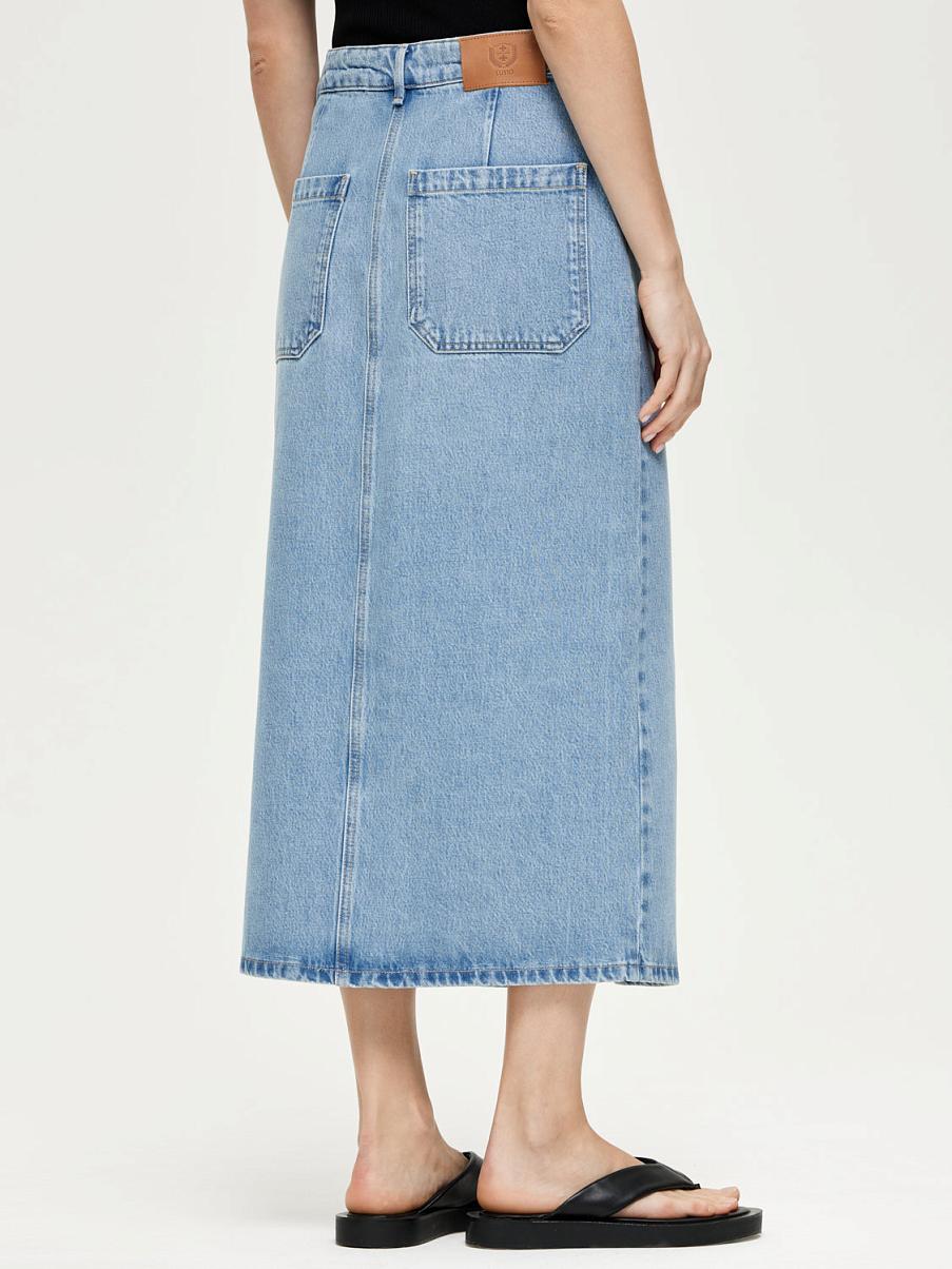 Джинсовая юбка миди
