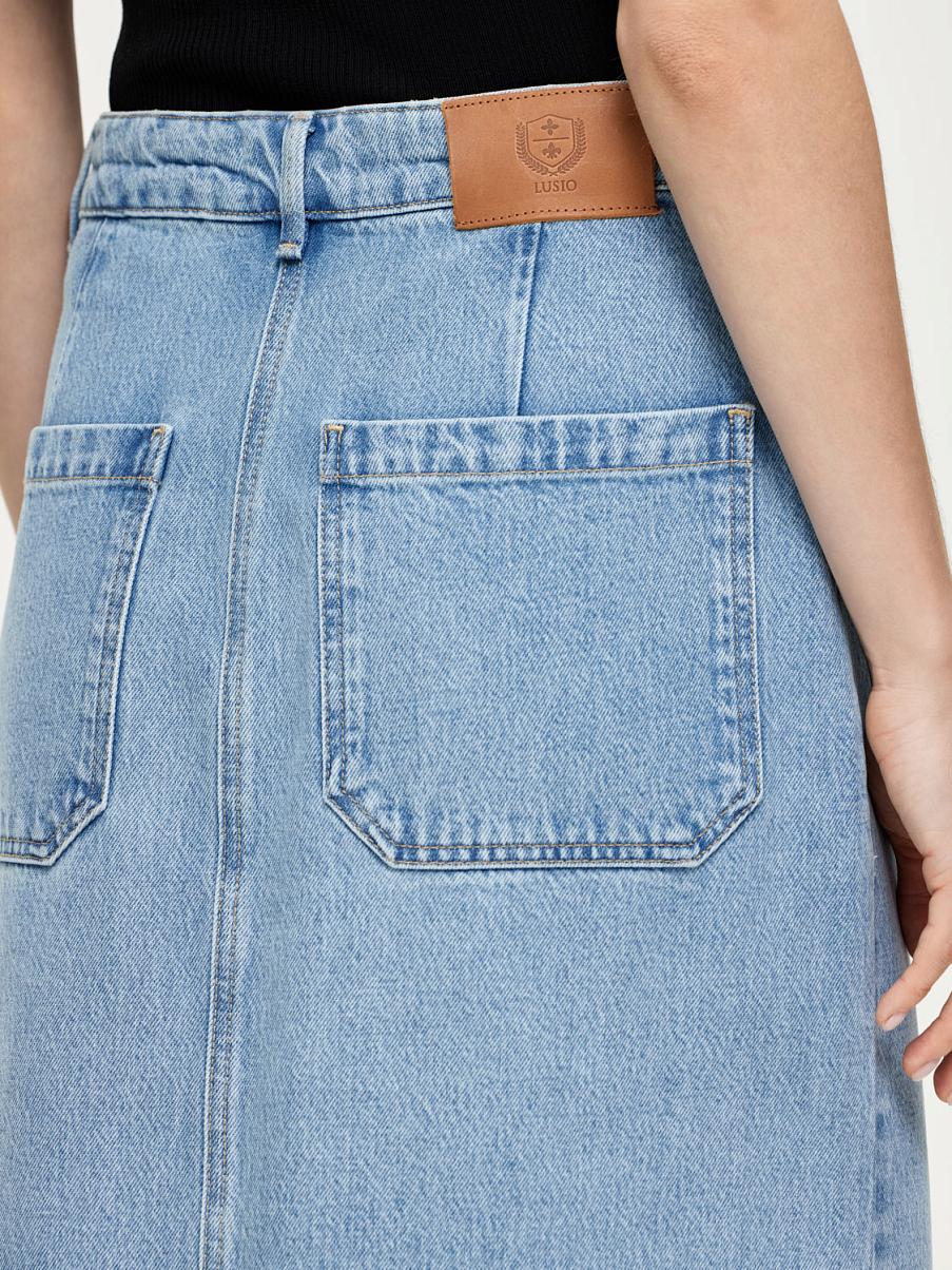 Джинсовая юбка миди